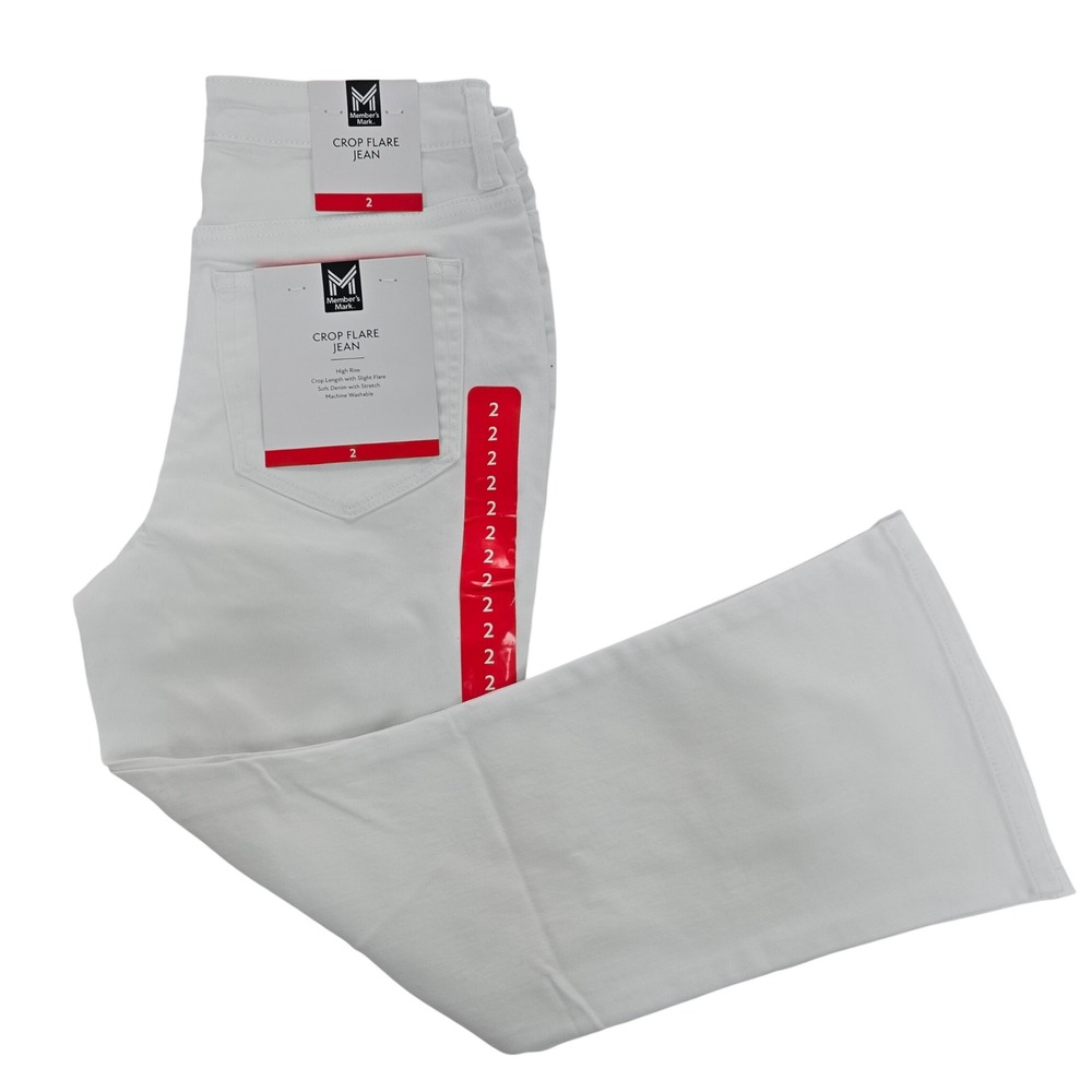 Mislabeled Member's Mark White High Rise Crop Flare Womens‎ Size 2 Denim READ